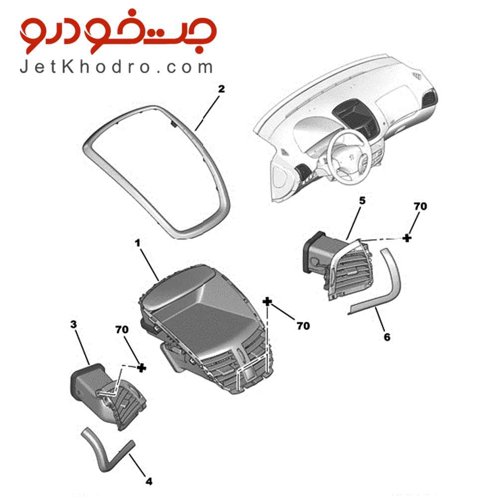 زه دریچه کولر داشبورد پژو 207 _ زه نقره ای دریچه هوای داشبورد 207 _ دریچه کولر 207 _ دریچه بخاری داشبورد 207 _ قاب نقره ای دریچه داشبورد 207 _ دکمه دریچه کولر 207