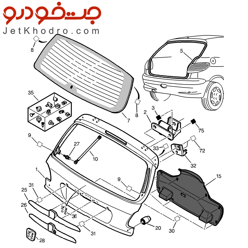 قاب پشت درب صندوق 206 _قاب صندوق عقب 206 _ قیمت قاب صندوق عقب 206 _قاب رودری صندوق عقب 206 _قاب پلاستیکی درب صندوق عقب 206