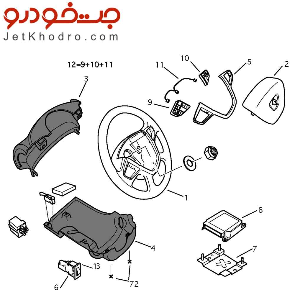 قاب زیر و رویی فرمان دنا کلیس_ قاب زیر و رویی فرمان دنا پلاس - قاب بالایی دسته راهنما دنا _ قاب دور دسته راهنما دنا پلاس _ قیمت قاب زیر و رویی فرمان دنا پلاس