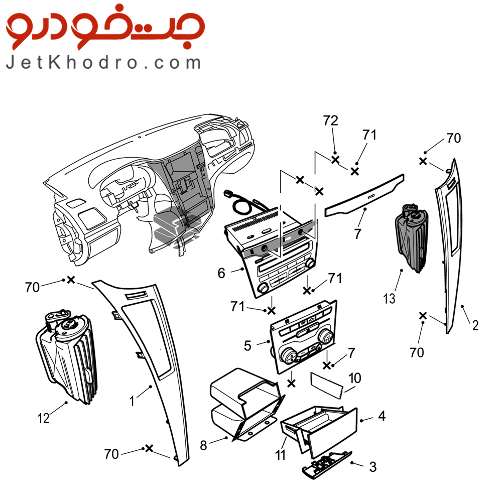 خرید دریچه تنظیم بخاری مرکزی داشبورد دنا و دنا پلاس سمت راست - دریچه هواکش مرکزی داشبورد دنا و دنا پلاس -دریچه وسط داشبورد دنا - دریچه کولر وسط داشبورد دنا
