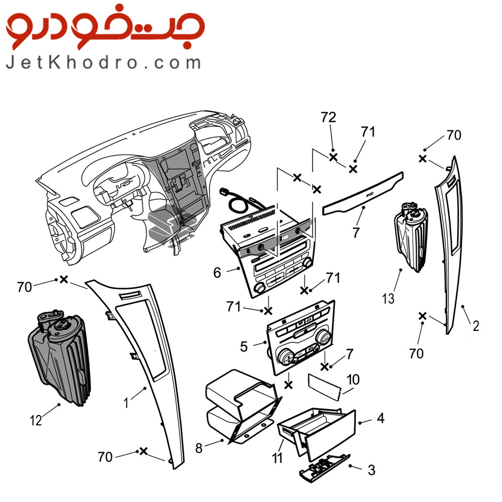 خرید دریچه تنظیم بخاری مرکزی داشبورد دنا و دنا پلاس سمت چپ- دریچه هواکش مرکزی داشبورد دنا و دنا پلاس -دریچه وسط داشبورد دنا - دریچه کولر وسط داشبورد دنا